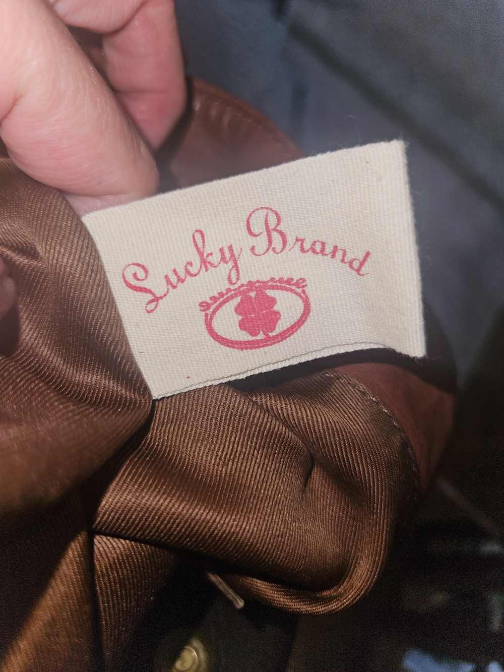 Lucky Brand Rust Leather Shoulder Bag with Brass Logo - Picture 8 of 10